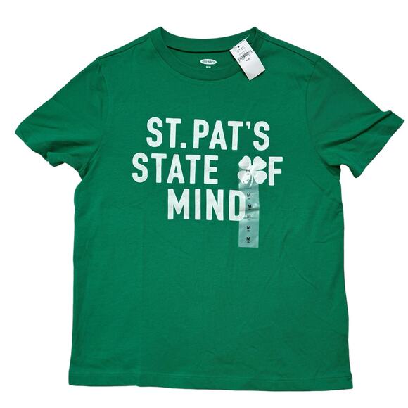 OLD NAVY *NEW* St Patrick's Day St Pat's State of Mind Green Tee Medium 8 Kids - Picture 1 of 4